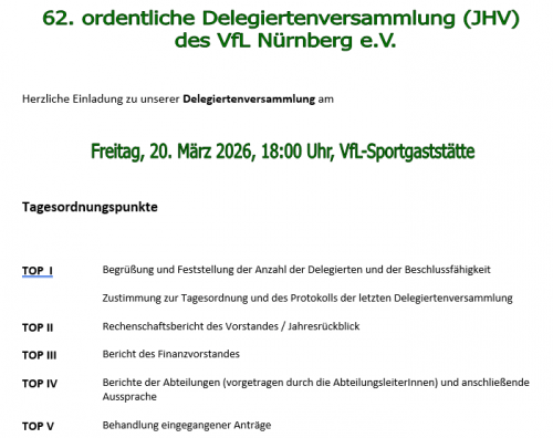 Einladung JHV 2026 - VfL Nürnberg